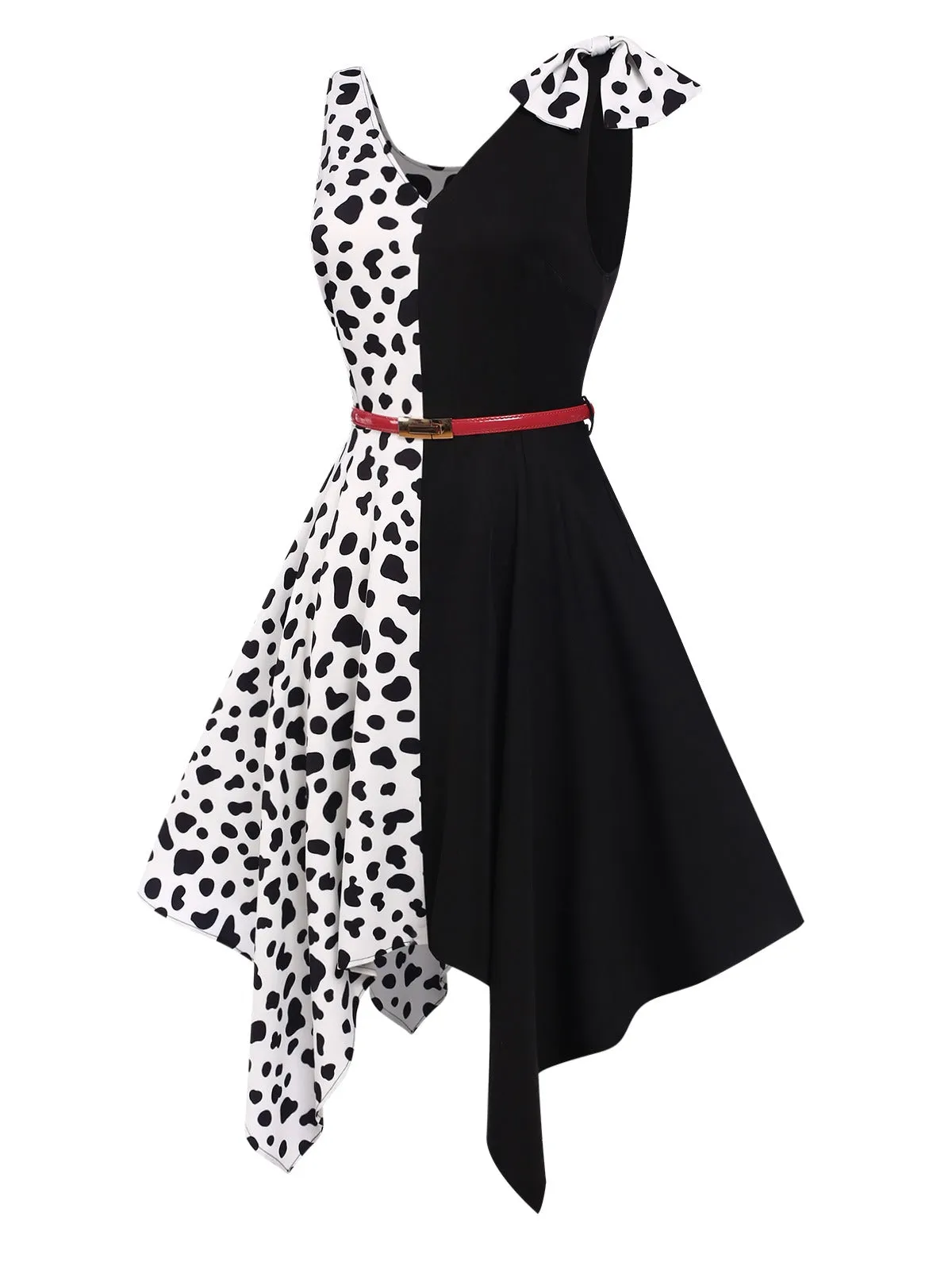 Black 1970s Cow Spots Patchwork Dress sold by Retro Stage product image thumbnail 4