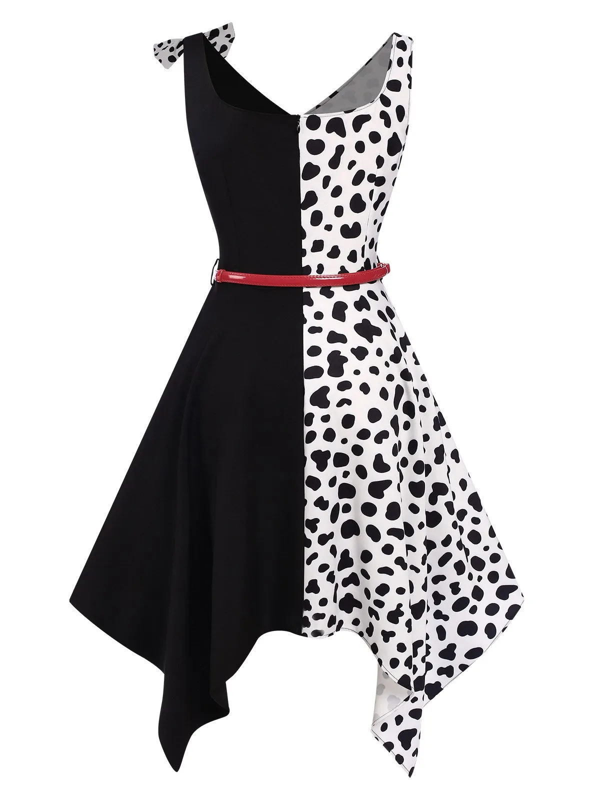 Black 1970s Cow Spots Patchwork Dress sold by Retro Stage product image thumbnail 3
