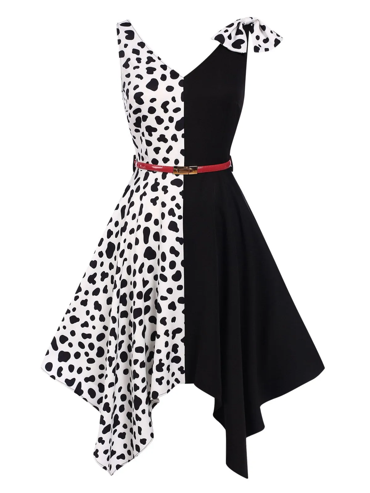 Black 1970s Cow Spots Patchwork Dress sold by Retro Stage product image thumbnail 2