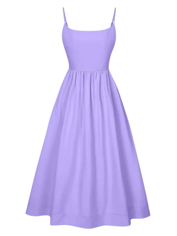 1940s U-Neck Spaghetti Strap Pleated Dress sold by Retro Stage