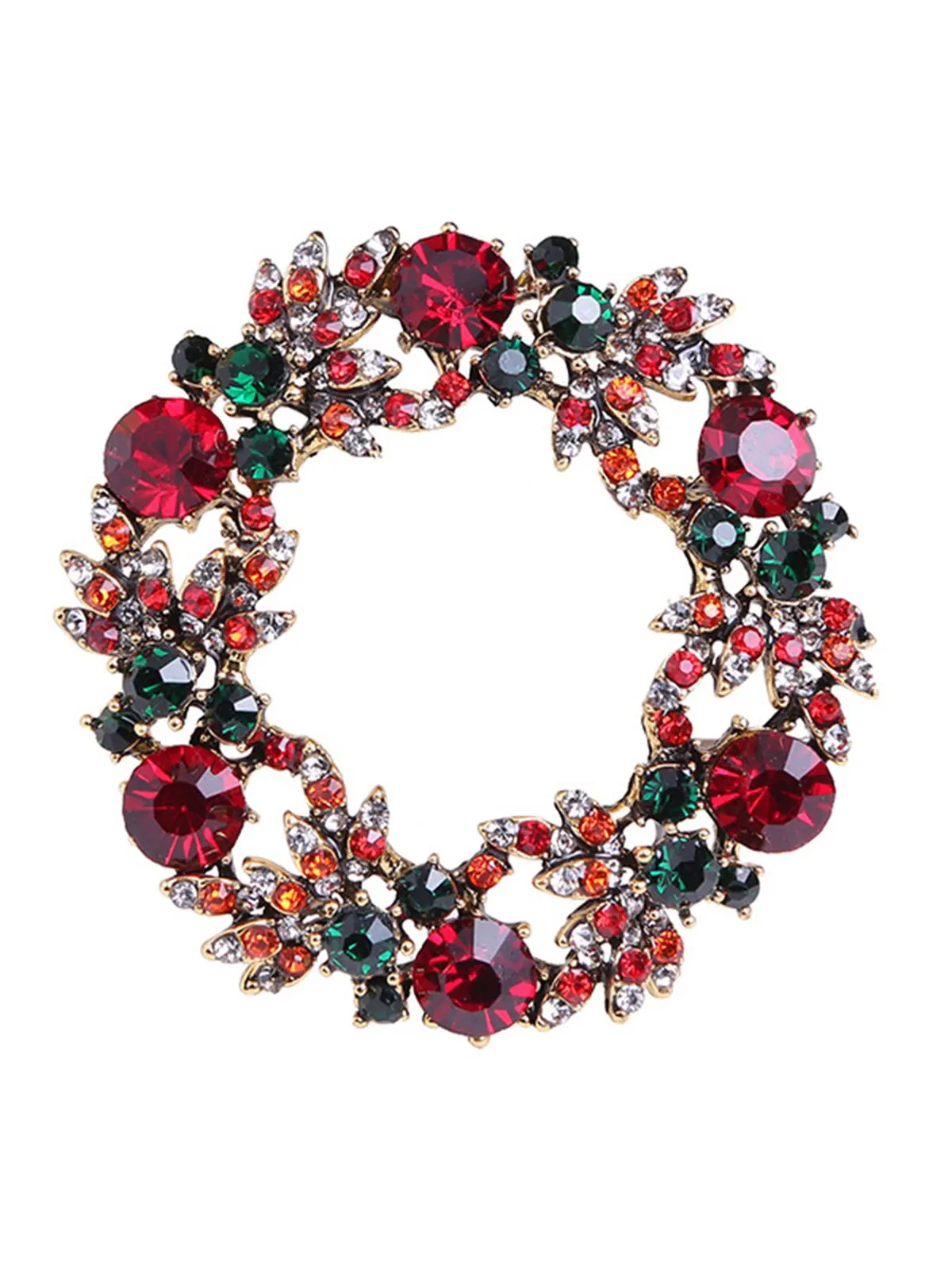 Retro Christmas Wreath Rhinestone Brooch sold by Retro Stage