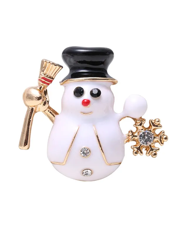 Retro Christmas Snowman Rhinestone Brooch sold by Retro Stage