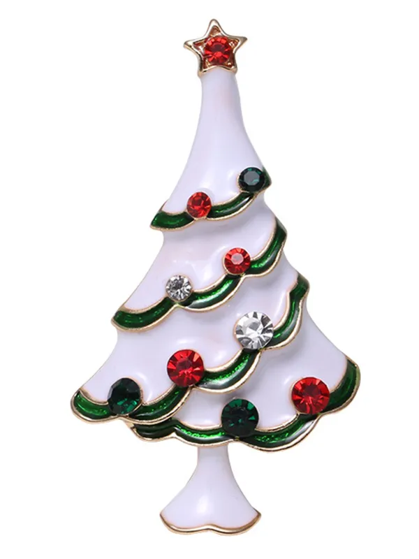 Retro Christmas Trees Rhinestone Brooch sold by Retro Stage