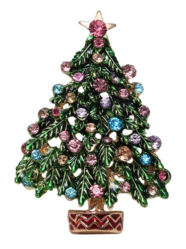 Retro Christmas Trees Rhinestone Brooch sold by Retro Stage