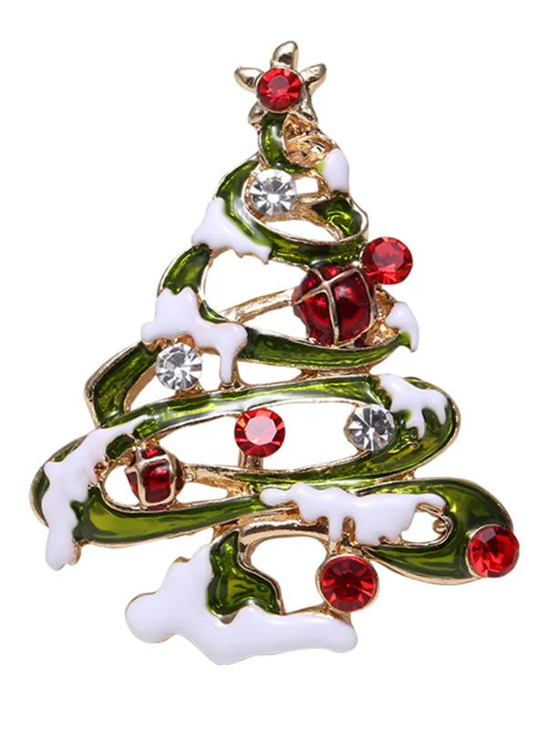 Retro Christmas Trees Rhinestone Brooch sold by Retro Stage