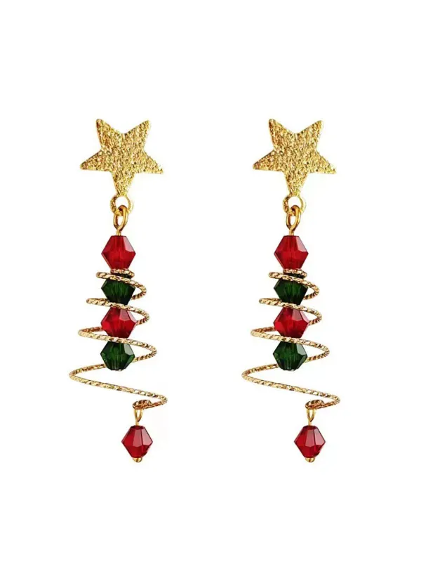 Colorful Christmas Star Crystal Earrings sold by Retro Stage