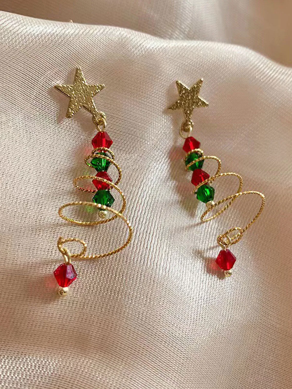 Colorful Christmas Star Crystal Earrings sold by Retro Stage product image thumbnail 2