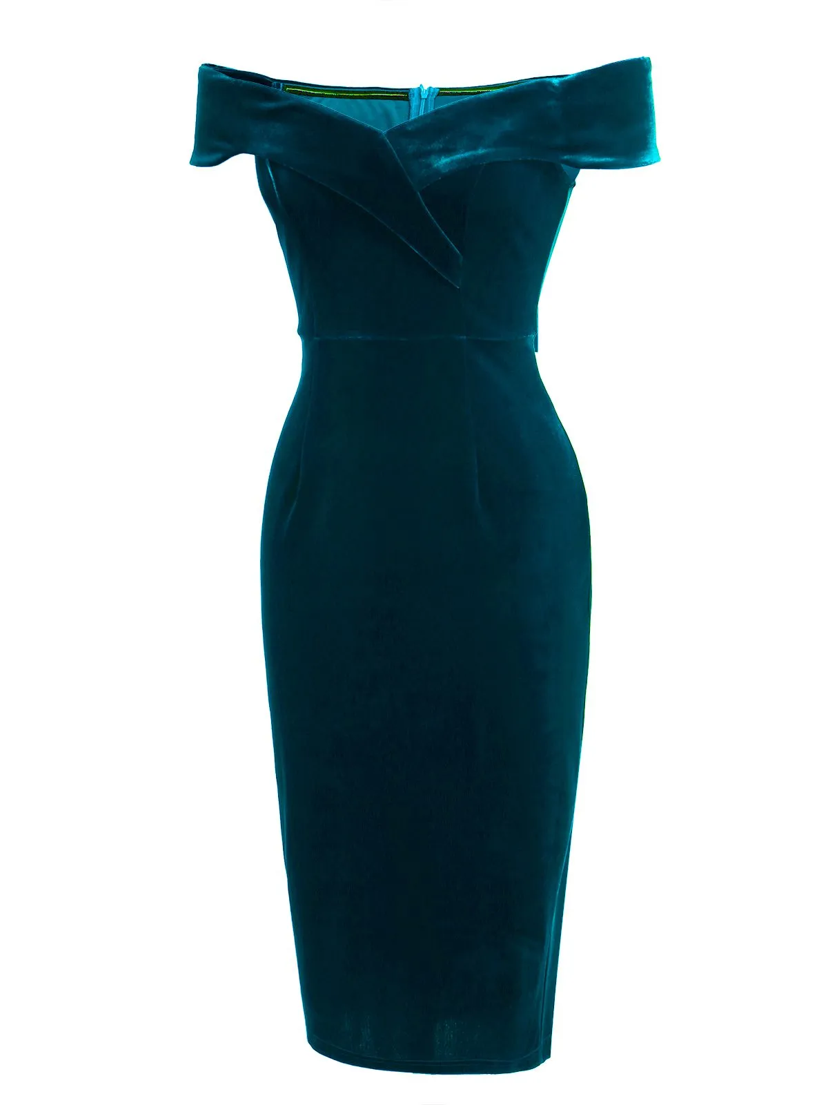 1960s Off Shoulder Velvet Bodycon Dress sold by Retro Stage product image thumbnail 2