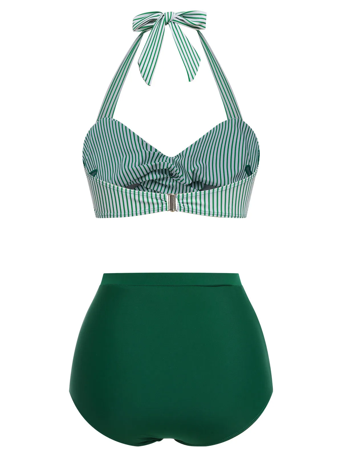 Green 1940s Striped Halter Swimsuit Set sold by Retro Stage product image thumbnail 5