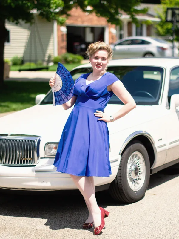 1950s Solid Heart Neck Short Sleeve Dress sold by Retro Stage