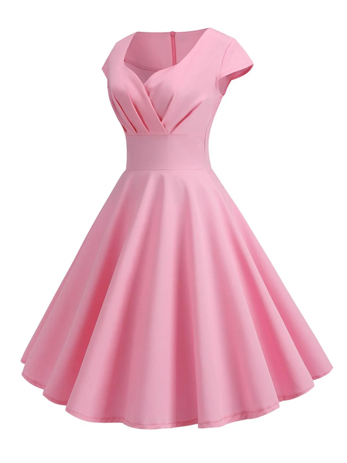 1950s Solid Heart Neck Short Sleeve Dress sold by Retro Stage product image thumbnail 5