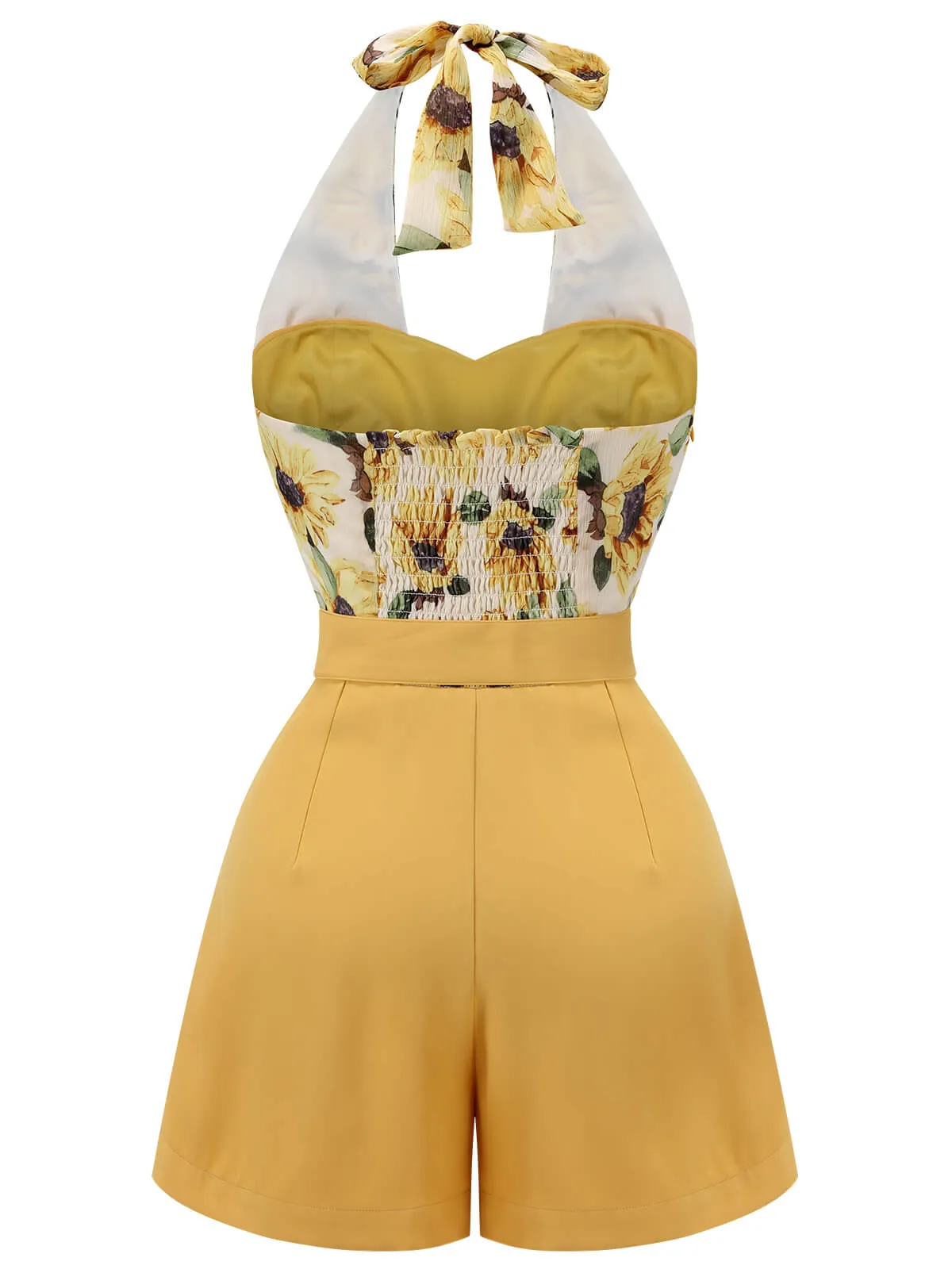 Yellow 1950s Sunflower Halter Romper sold by Retro Stage product image thumbnail 5