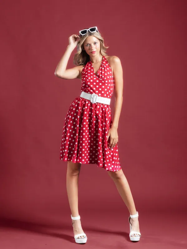 Red 1950s Polka Dot Halter Dress sold by Retro Stage