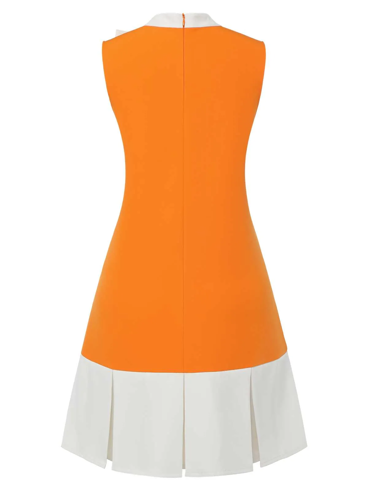 Orange 1960s Crew Bowknot Sleeveless Dress sold by Retro Stage product image thumbnail 5