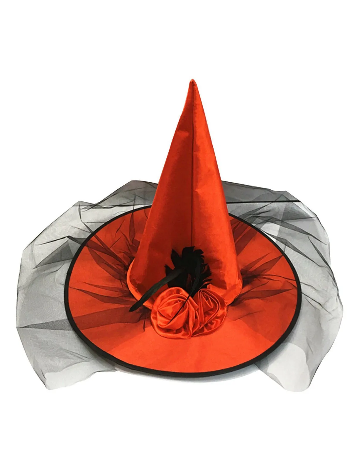 Red Halloween Witch Hat With Veil sold by Retro Stage product image thumbnail 2