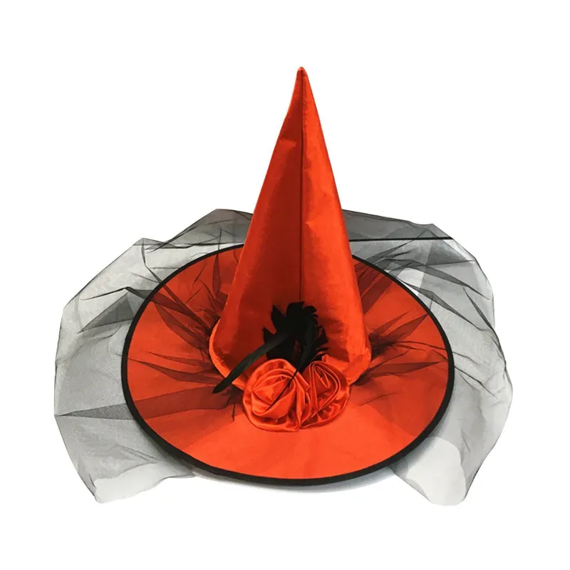 Red Halloween Witch Hat With Veil sold by Retro Stage