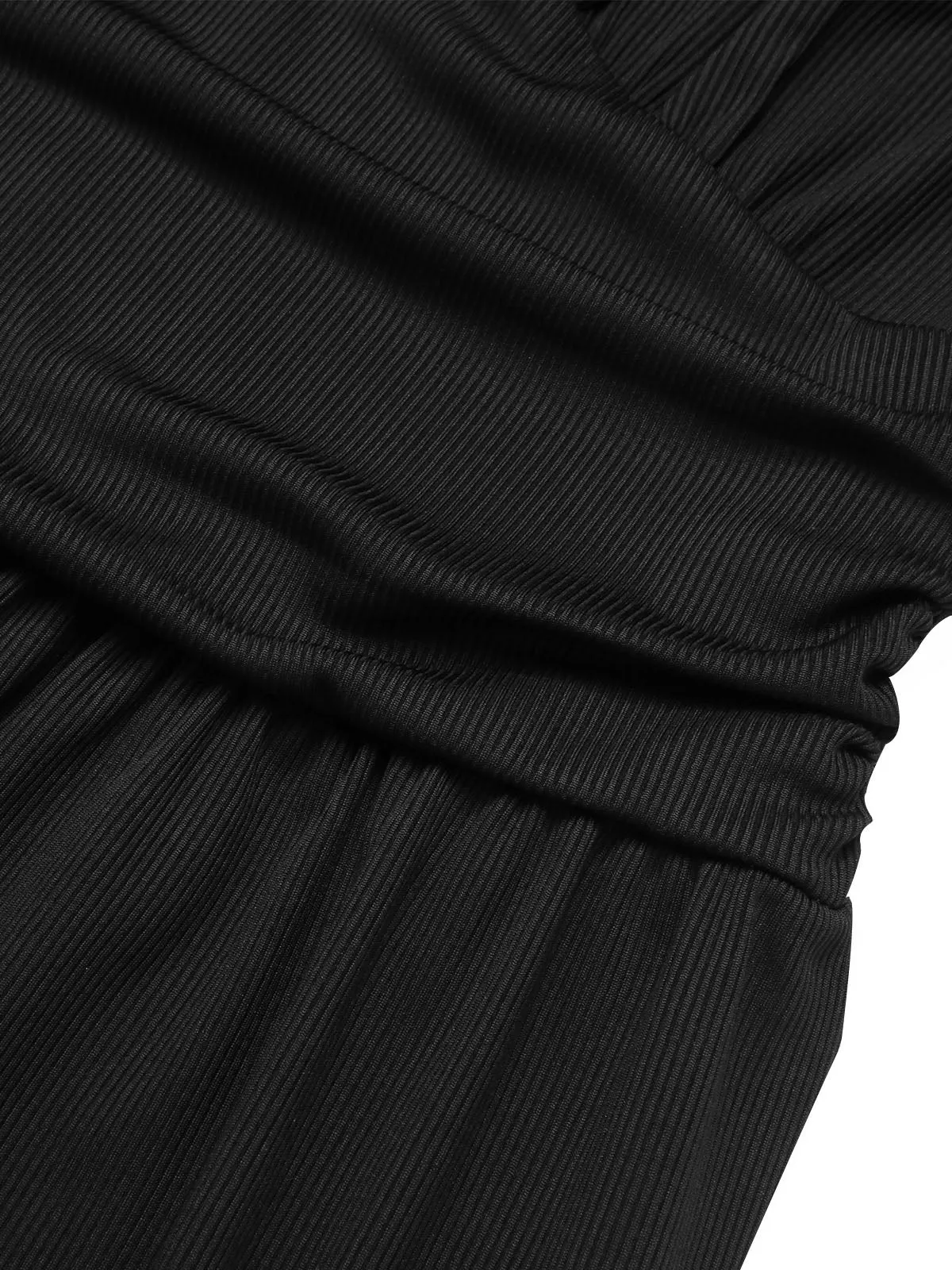 Black 1940s Solid V-Neck Jumpsuit sold by Retro Stage product image thumbnail 4