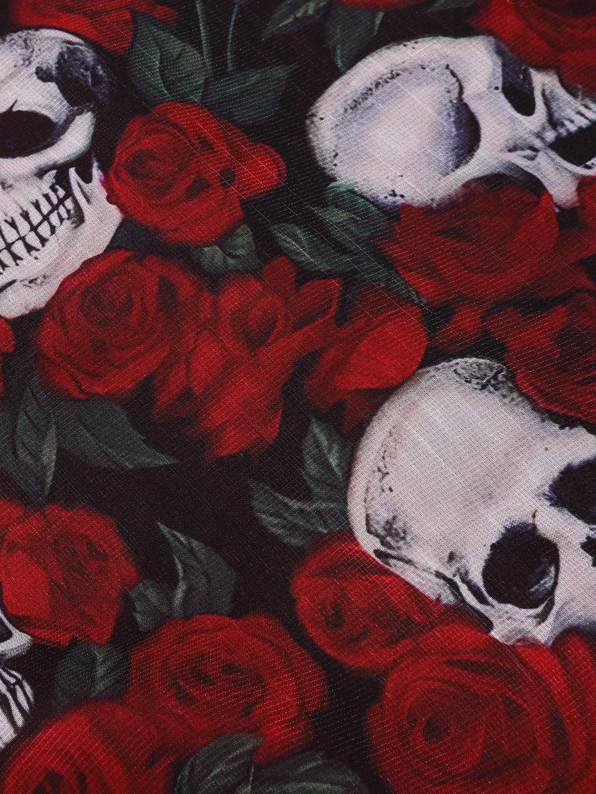 Wine Red 1950s Halter Haloween Roses Skeleton Mesh Dress sold by Retro Stage product image thumbnail 5