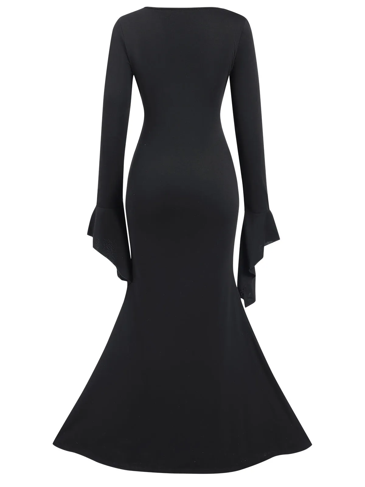 Black 1930s Sold Batwing Cuffs Fishtail Dress sold by Retro Stage product image thumbnail 3