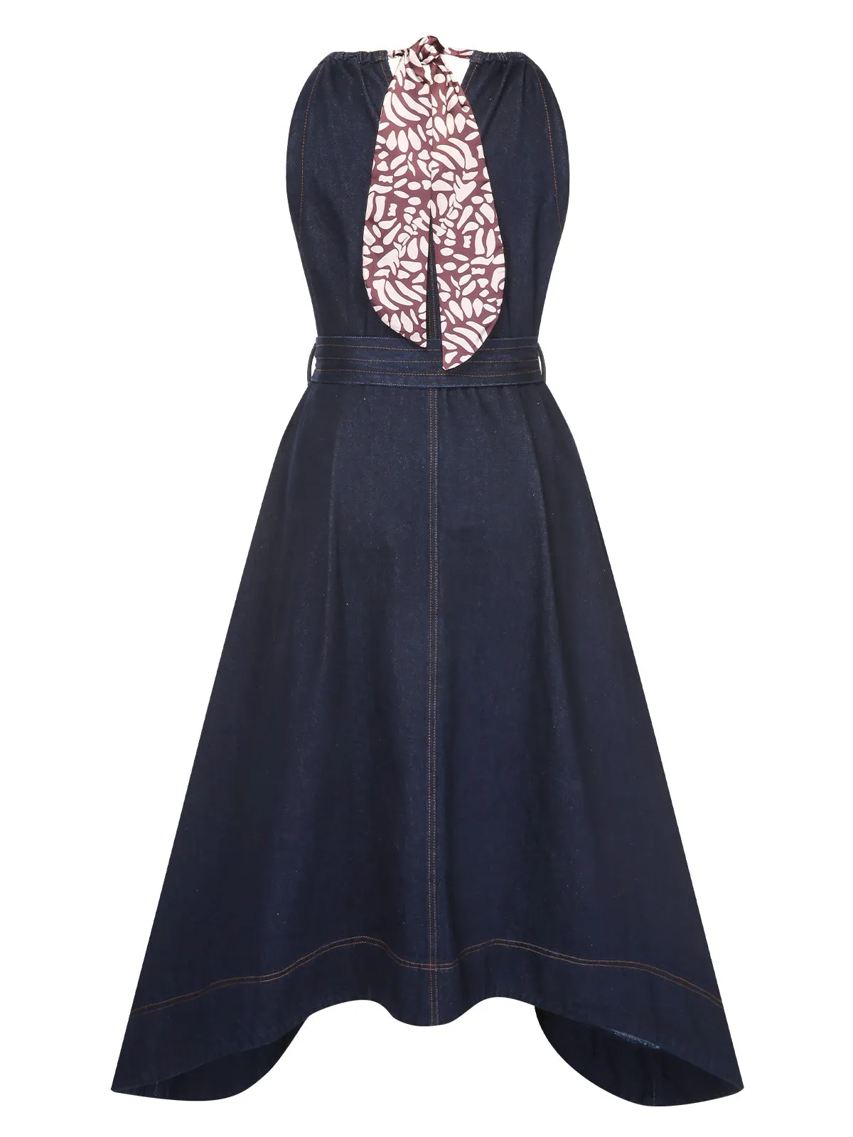 Blue 1940s Denim Tie Back Dress sold by Retro Stage product image thumbnail 4