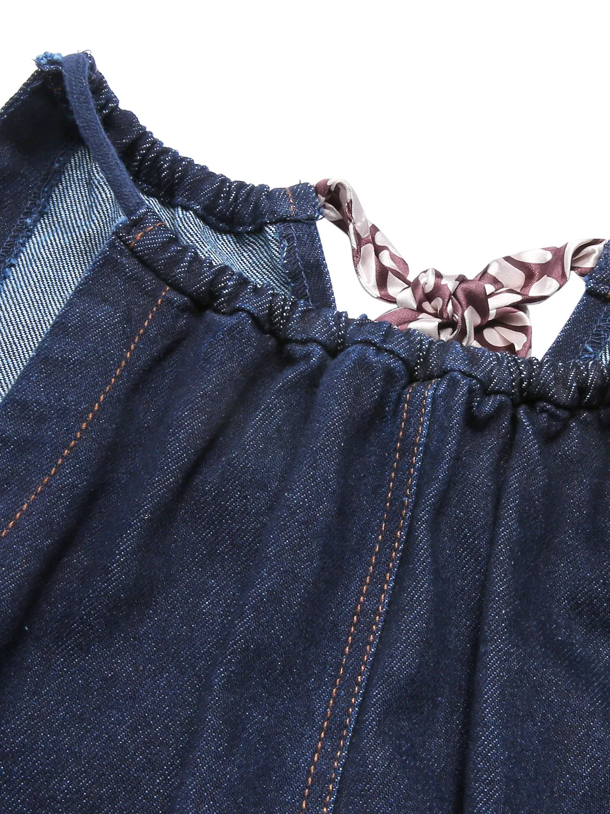 Blue 1940s Denim Tie Back Dress sold by Retro Stage product image thumbnail 5