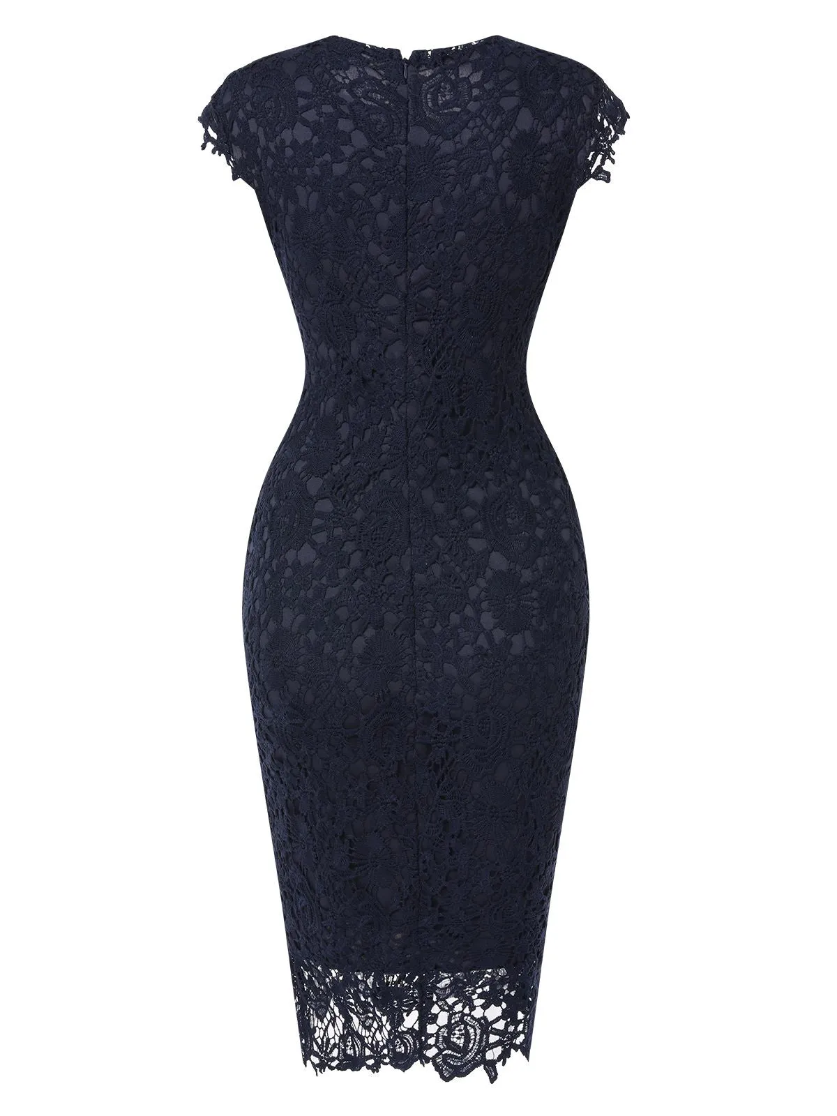 Dark Blue 1960s Solid Lace Dress sold by Retro Stage product image thumbnail 2