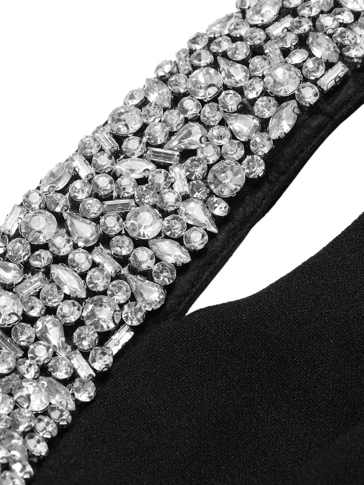 Black 1960s Rhinestone Patchwork Neck Mini Dress sold by Retro Stage product image thumbnail 4