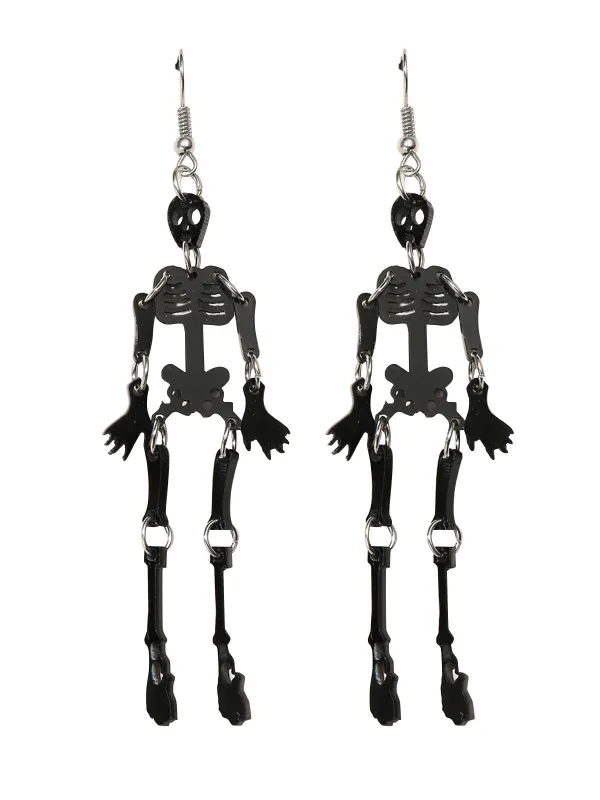 Halloween Black Skeleton Alloy Earrings sold by Retro Stage