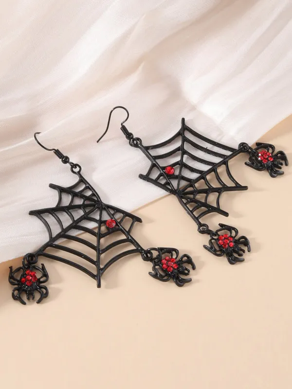Halloween Black Spider Web Earrings sold by Retro Stage