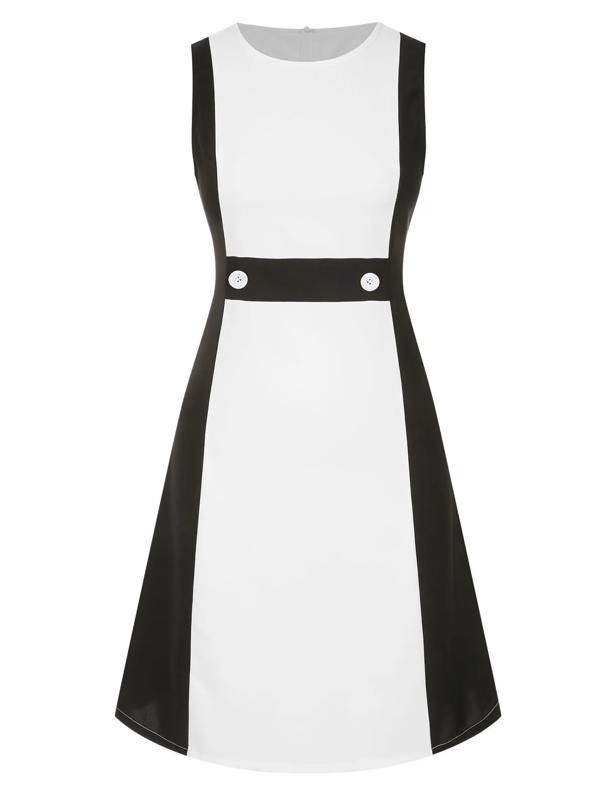 Black 1960s Patchwork Crew Neck Button Dress sold by Retro Stage product image thumbnail 2