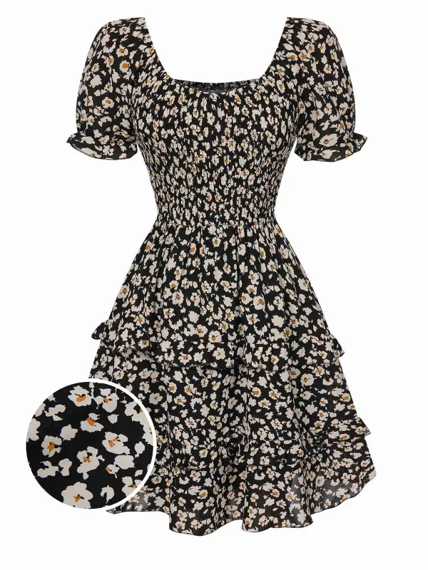 1940s Ditsy Floral Puff Wrinkle Dress sold by Retro Stage