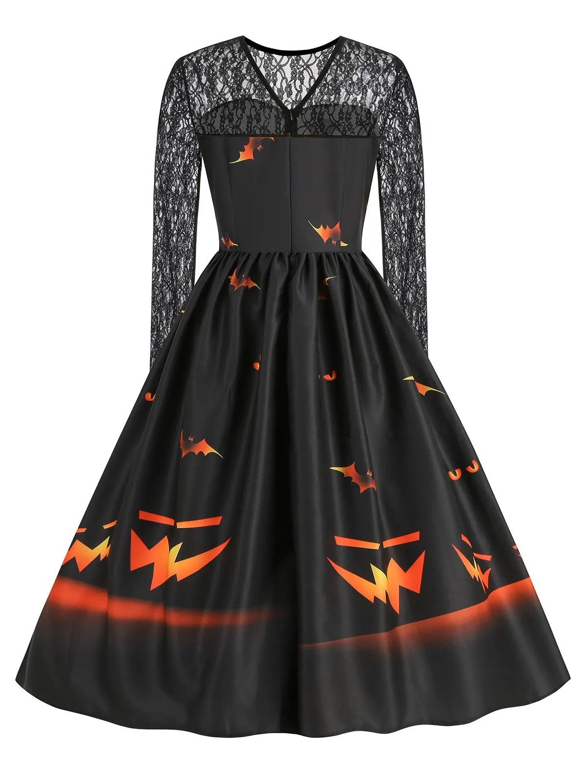 1950s Halloween Lace Sleeves Patchwork Dress sold by Retro Stage product image thumbnail 3