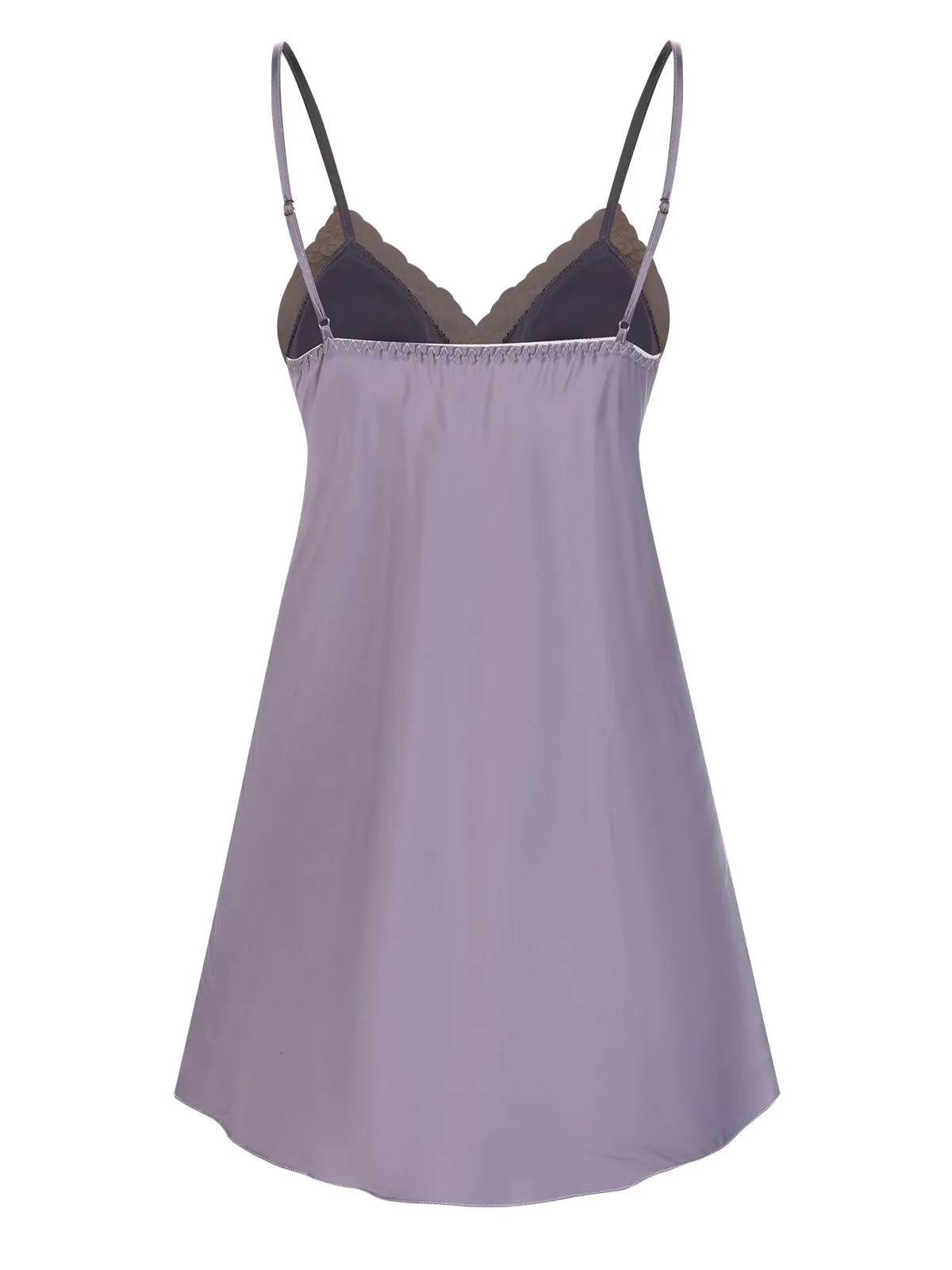 Lavender 1940s Lace Satin Patchwork Nightgown sold by Retro Stage product image thumbnail 2