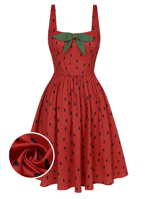 Red 1950s Strawberry Seed Straps Dress sold by Retro Stage