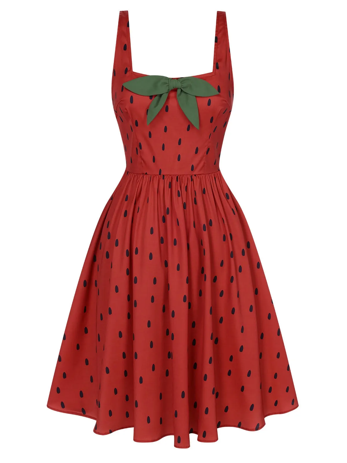 Red 1950s Strawberry Seed Straps Dress sold by Retro Stage product image thumbnail 2