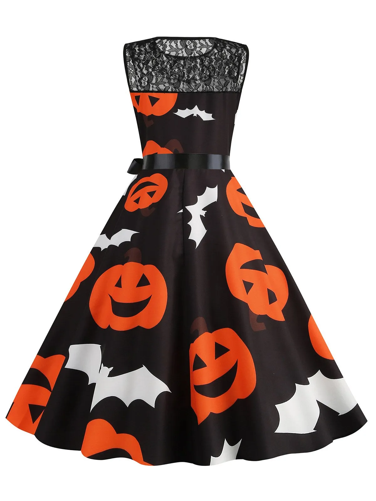 1950s Halloween Lace Patchwork Sleeveless Dress sold by Retro Stage product image thumbnail 3