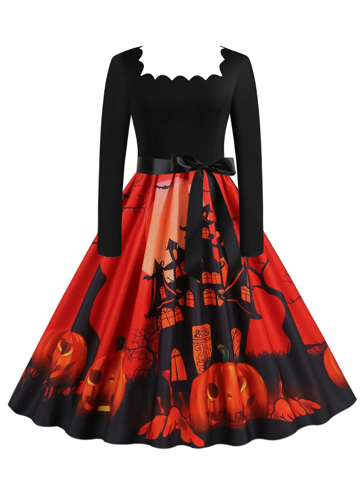 1950s Halloween Patchwork Long Sleeves Dress sold by Retro Stage product image thumbnail 4
