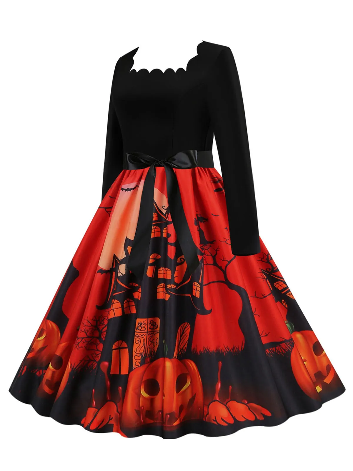 1950s Halloween Patchwork Long Sleeves Dress sold by Retro Stage product image thumbnail 5