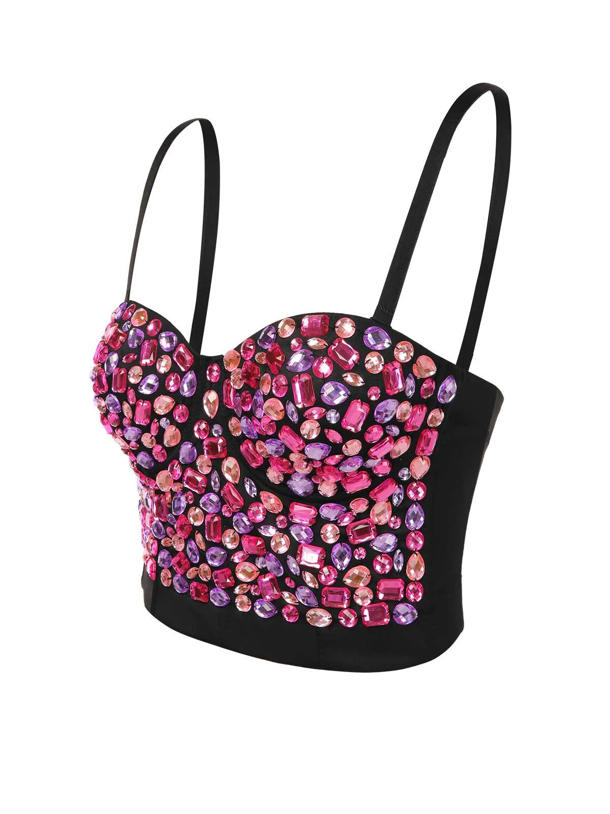 1970s Spaghetti Strap 3D Rhinestone Embellished Crop Top sold by Retro Stage product image thumbnail 4