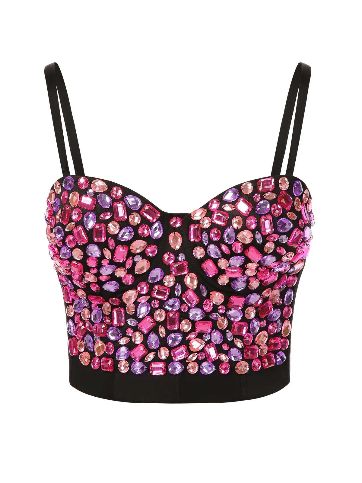 1970s Spaghetti Strap 3D Rhinestone Embellished Crop Top sold by Retro Stage product image thumbnail 2
