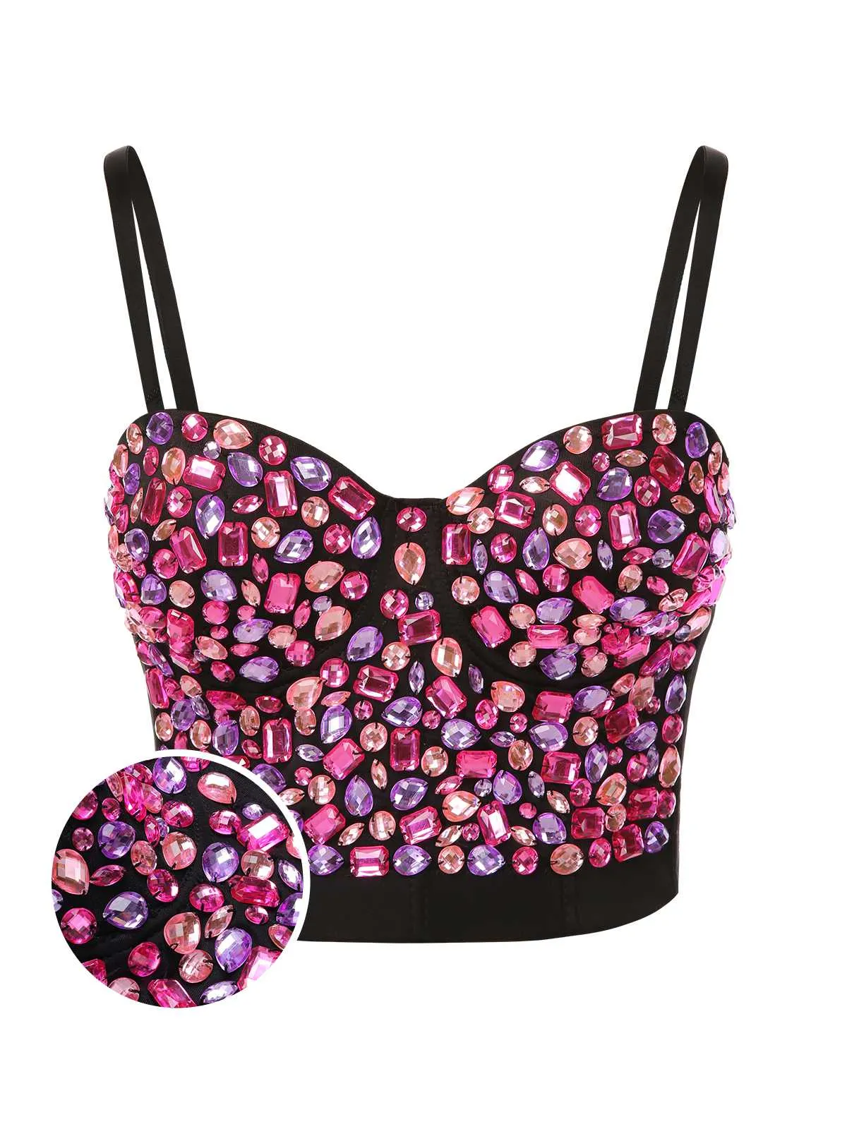 1970s Spaghetti Strap 3D Rhinestone Embellished Crop Top sold by Retro Stage