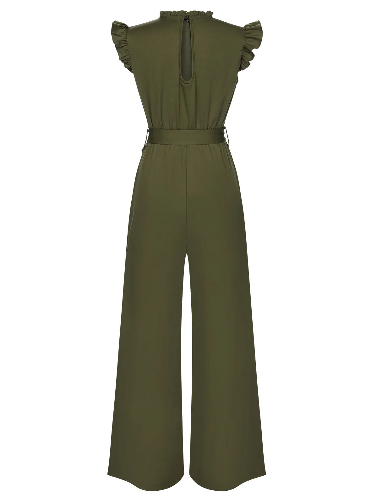 1960s Ruffles Sleeve High Waist Wide-Leg Belted Jumpsuit sold by Retro Stage product image thumbnail 3