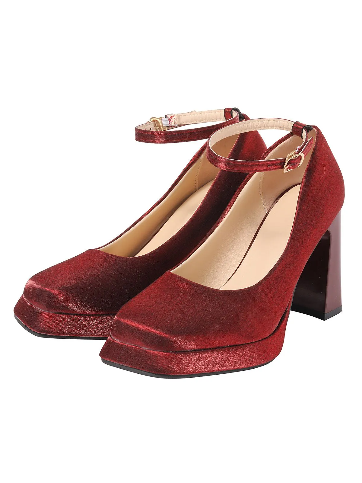 Retro Satin Block Heel Mary Jane Shoes sold by Retro Stage