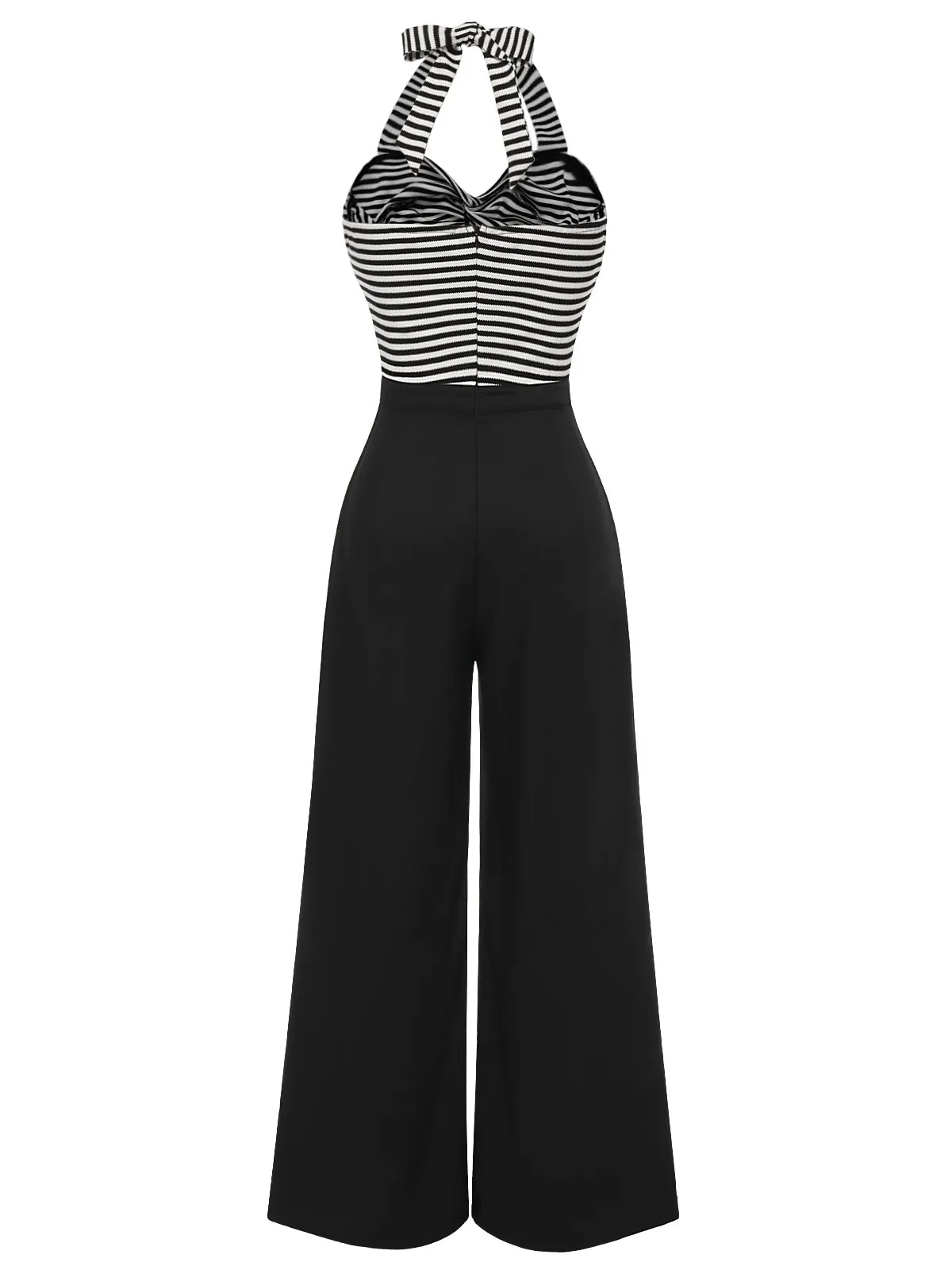 Black 1960s Stripe Knit Patchwork Halter Jumpsuit sold by Retro Stage product image thumbnail 4