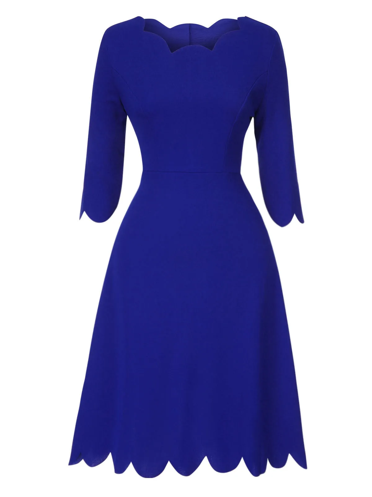 Dark Blue 1960s Solid Petal Collar Dress sold by Retro Stage