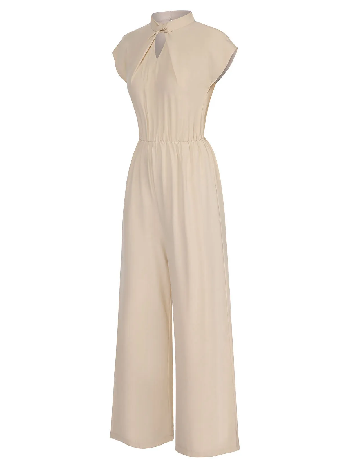 Apricot 1930s Solid Cutout Wide-Leg Jumpsuit sold by Retro Stage product image thumbnail 3