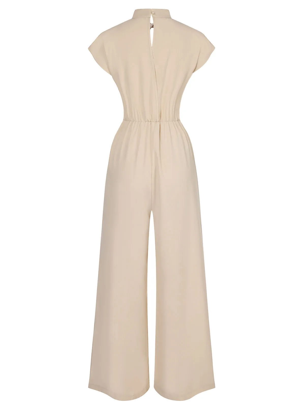 Apricot 1930s Solid Cutout Wide-Leg Jumpsuit sold by Retro Stage product image thumbnail 2