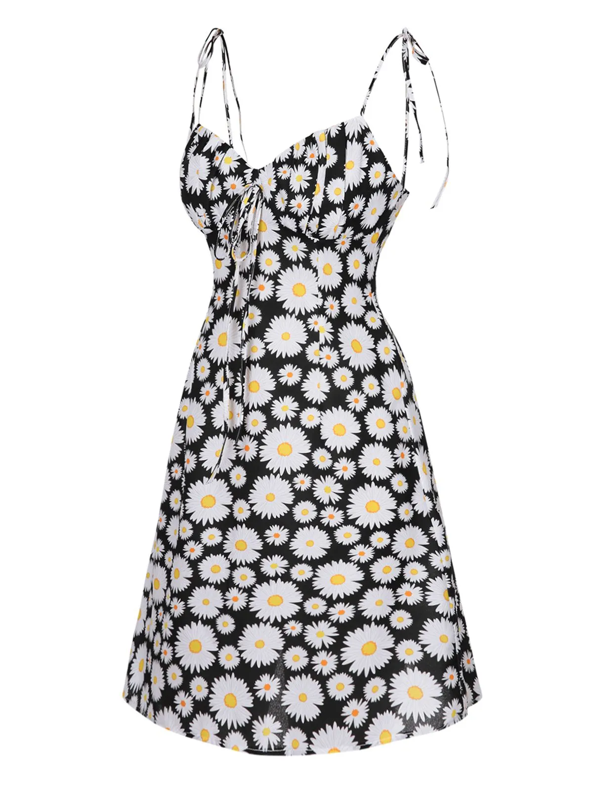 Black 1960s Daisy Spaghetti Strap Dress sold by Retro Stage product image thumbnail 4
