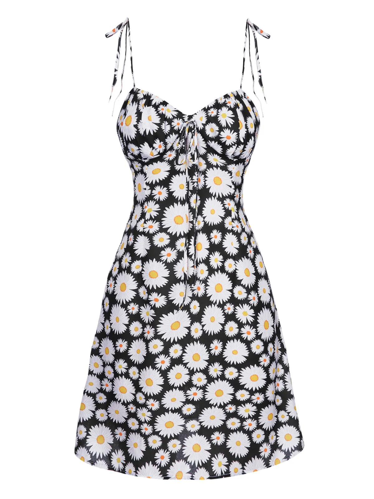 Black 1960s Daisy Spaghetti Strap Dress sold by Retro Stage product image thumbnail 2