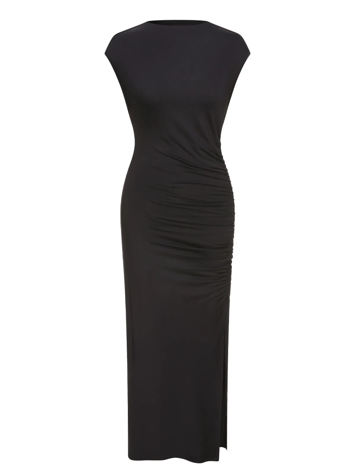 Black 1960s Solid High Slit Dress sold by Retro Stage